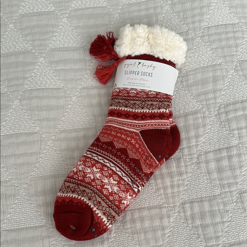 Red and White Slipper Socks